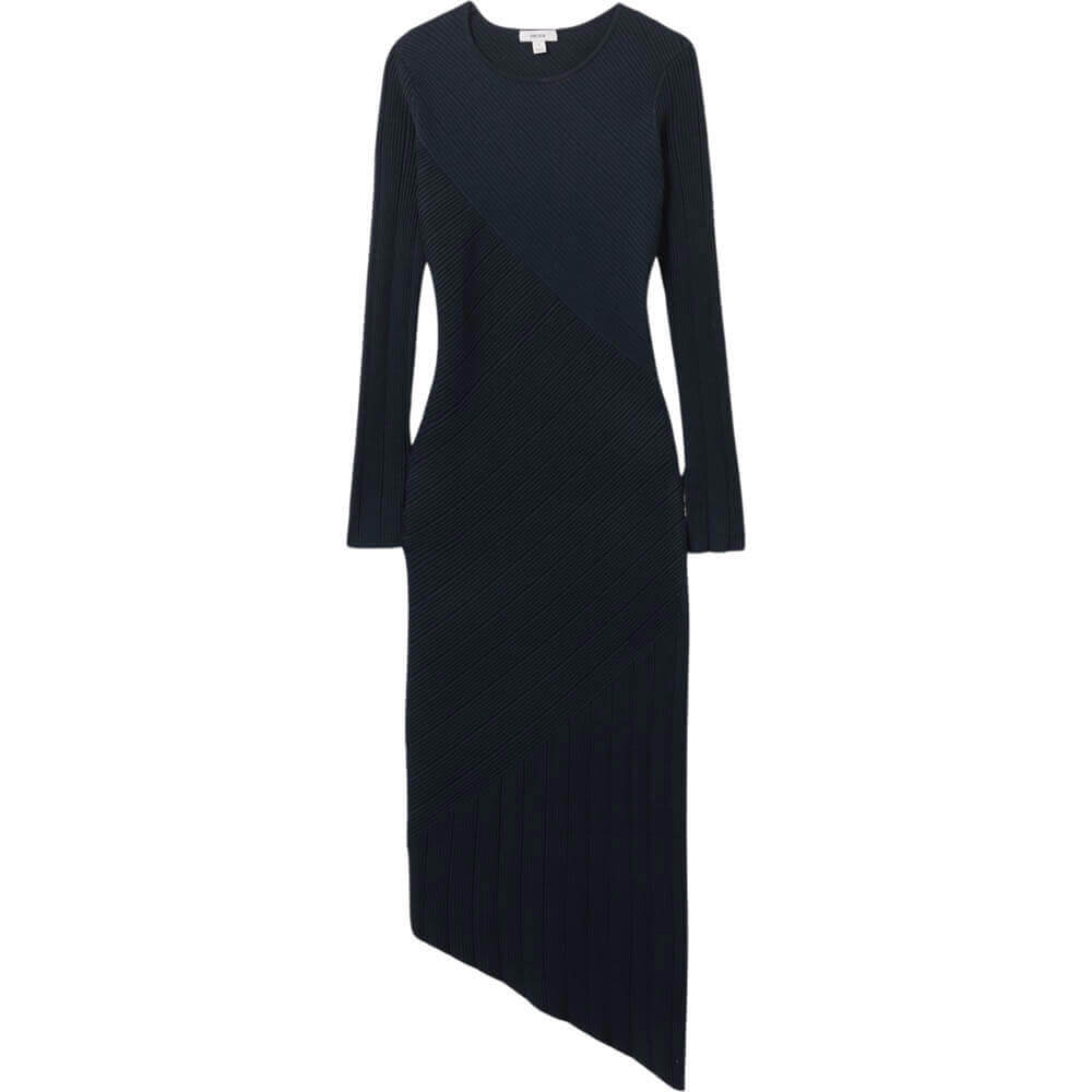 REISS JEM Knitted Asymmetric Midi Dress